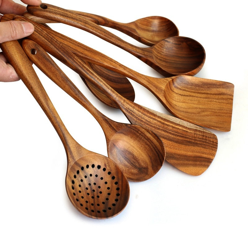 TEAK WOODEN UTENSIL SET