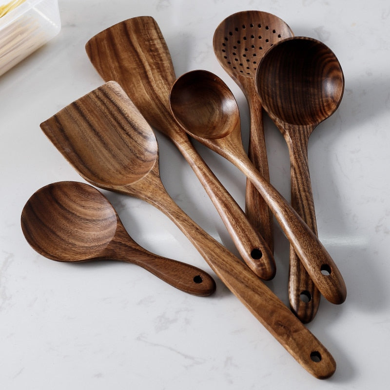 TEAK WOODEN UTENSIL SET