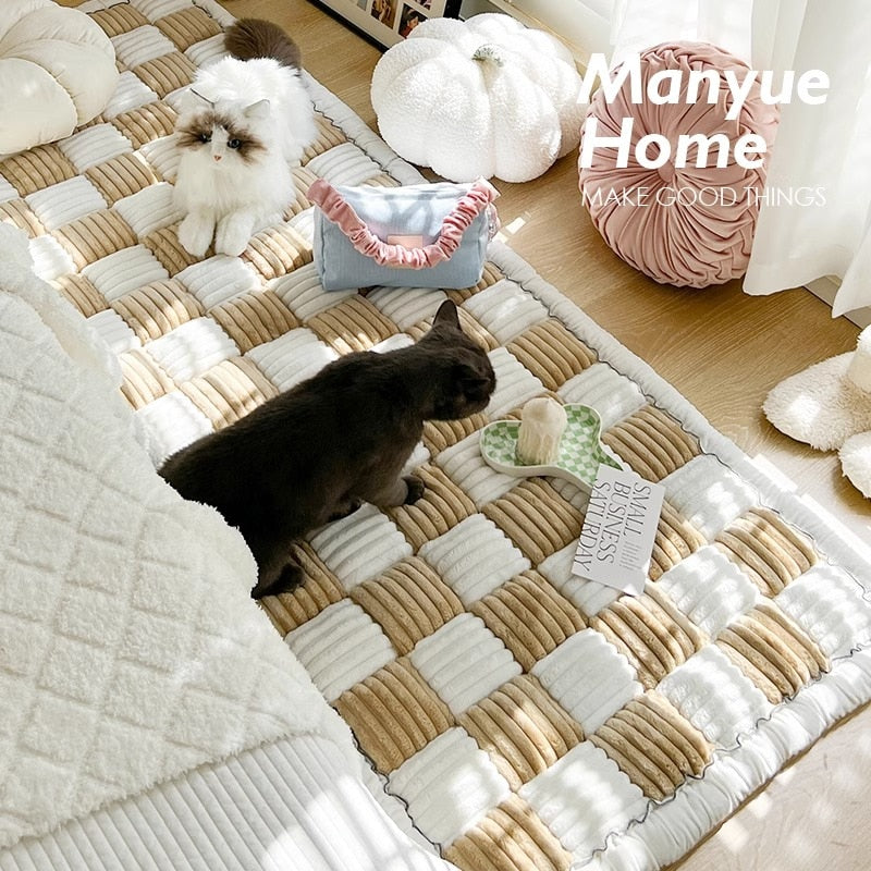 Soft Plush Thick Floor Mat - Anti-Skid & Comfortable - Ideal for Kids' Room, Baby Crawling, and Balcony