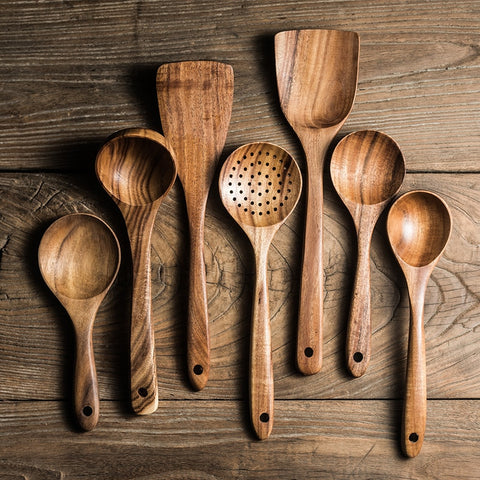 TEAK WOODEN UTENSIL SET