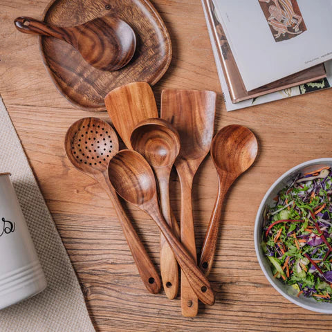 TEAK WOODEN UTENSIL SET